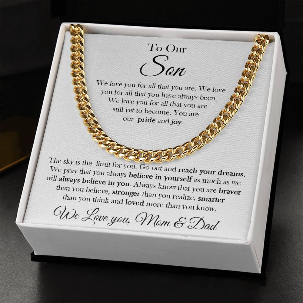 To Our Son Chain Necklace Gift To Son From Mom And Dad Birthday Graduation Gift For Son Cuban Link Chain