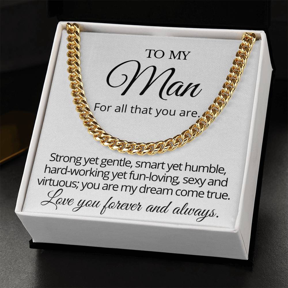 To My Man Cuban Chain Necklace Gift From Wife Cuban Link Chain