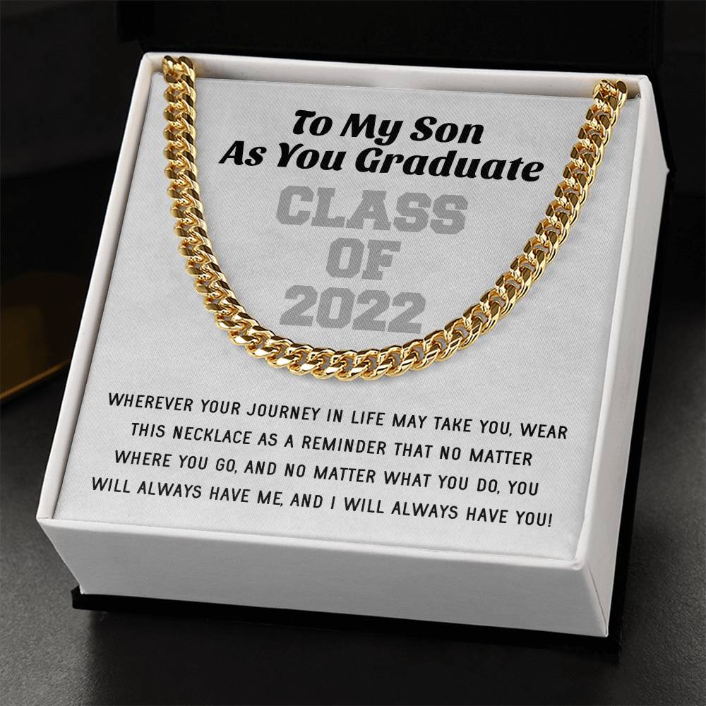 Son Graduation Class Of 2022 High School Graduation College Graduation Gift For Son Mens Gold Cuban Link Chain Necklac
