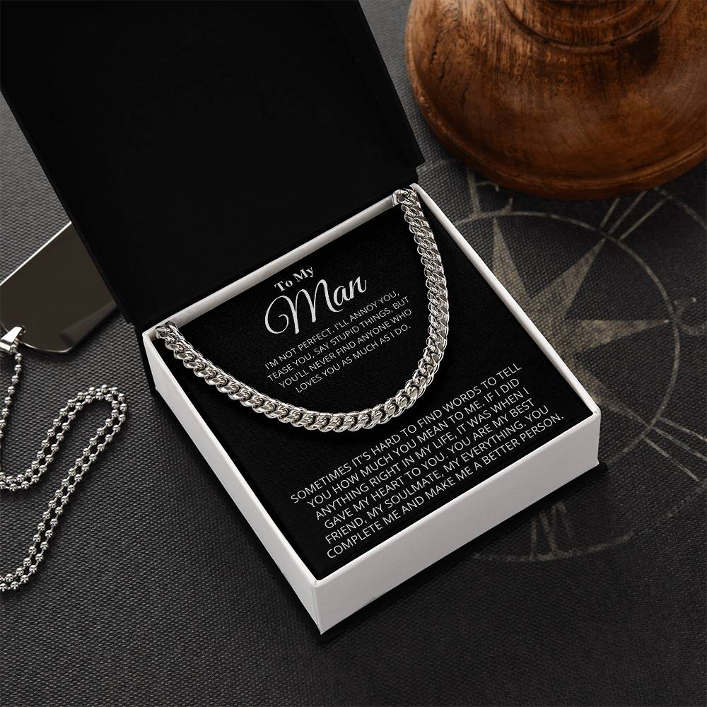 To My Man Chain Necklace Gift For Boyfriend Husband Birthday Gift Anniversary Gift Cuban Link Chain