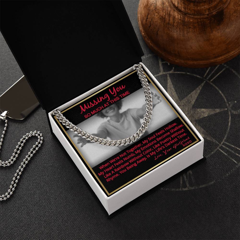 Long Distance Relationship Gift For Boyfriend Missing You Cuban Link Necklace From Girlfriend Cuban Link Chain
