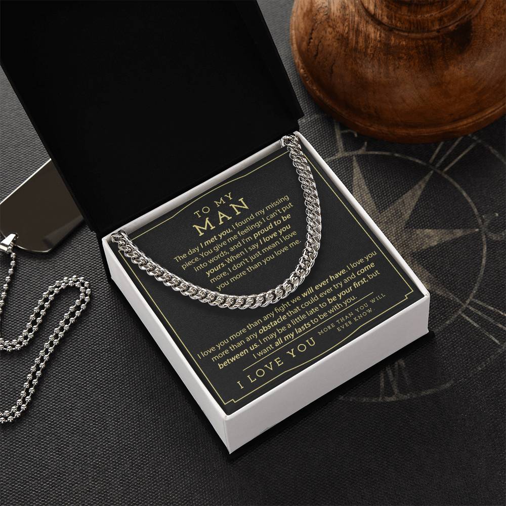 To My Man Necklace Boyfriend Necklace Gift Birthday Gift For Him Chain Necklace For Him Anniversary Husband Gift Cuban Link Chain