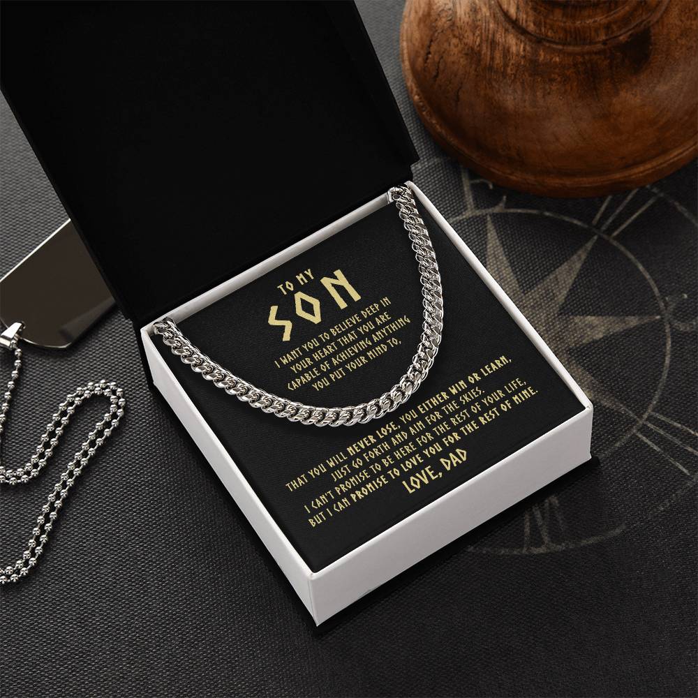 To My Son  Cuban Link Chain Necklace - Viking Style