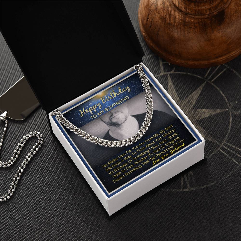 Happy Birthday To My Boyfriend Gifts For Him Cuban Link Necklace Message Card Cuban Link Chain