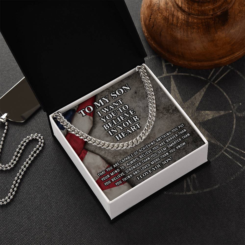 To My Son Necklace Gift For Son Son Graduation Graduate Gift Fathers Day Gift From Mom Father Son Gift Military Depoly Cuban Link Chain