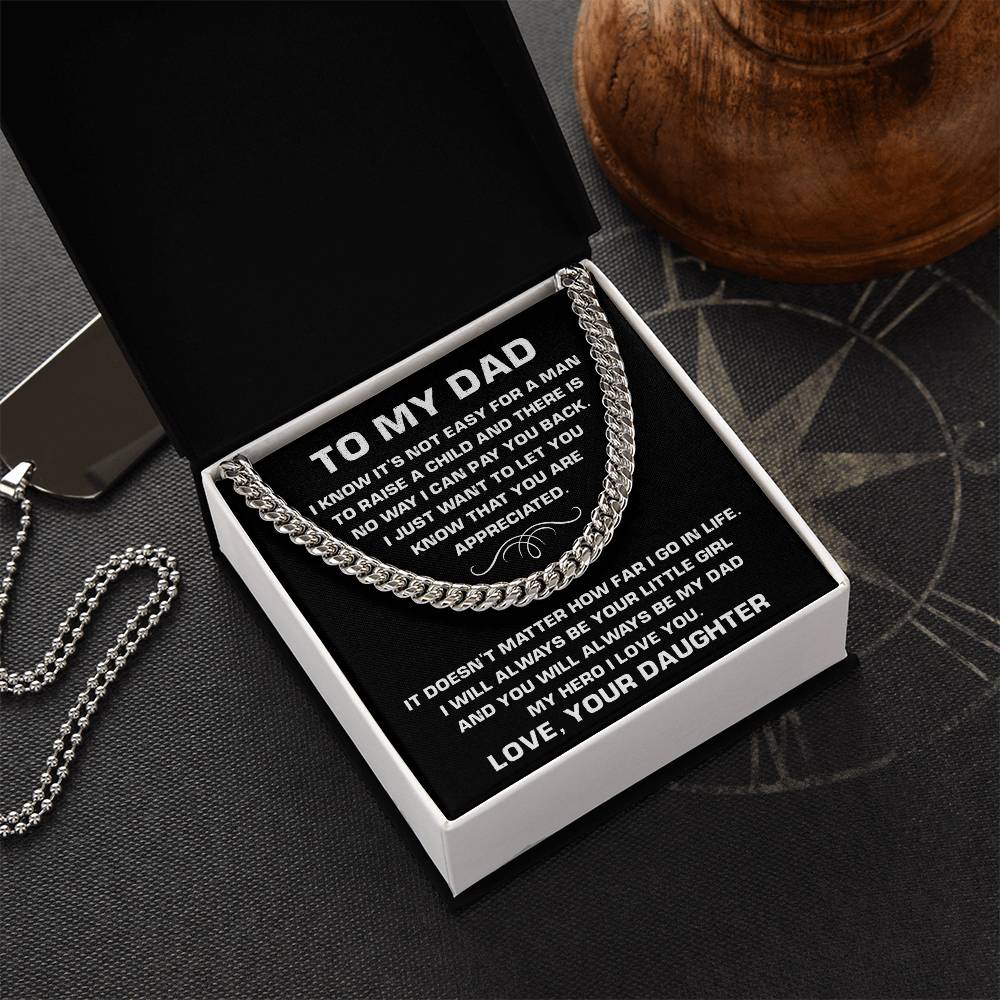 Necklace For Dad From Daughter-Best Father&#39;s Day Gift For Dad-Chain Necklace For Dad-Father&#39;s Day Jewelry Cuban Link Chain