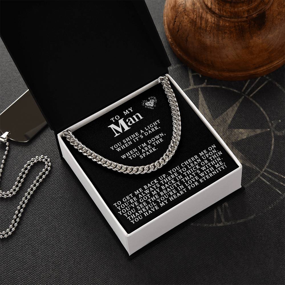 To My Man For Eternity Chain Link Necklace Cuban Link Chain