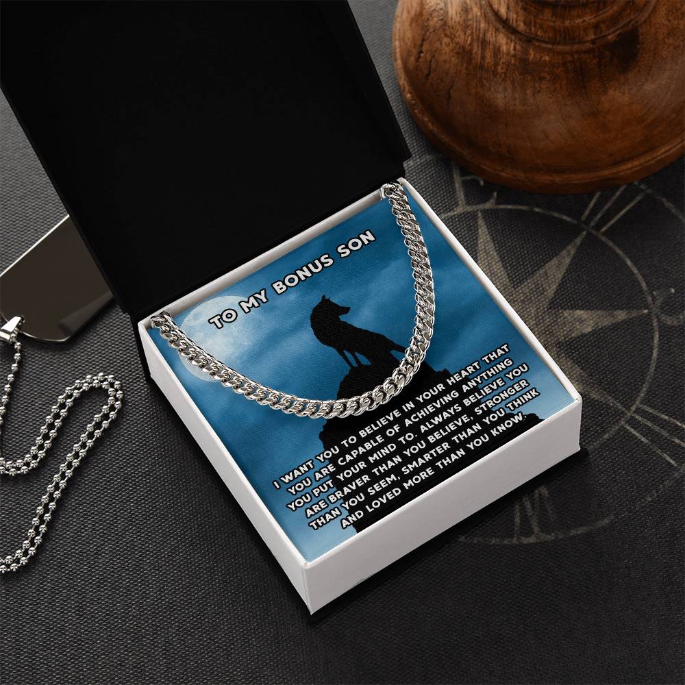 To My Bonus Son Necklace Gift For Step Son Bonus Son Graduation Graduate Gift Fathers Day Father Son Gift Gift From St Cuban Link Chain
