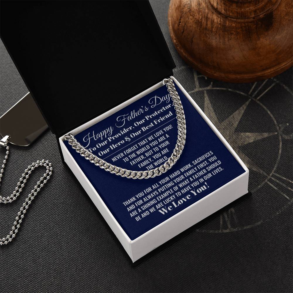 Our World Father&#39;s Day Necklace Cuban Link Chain