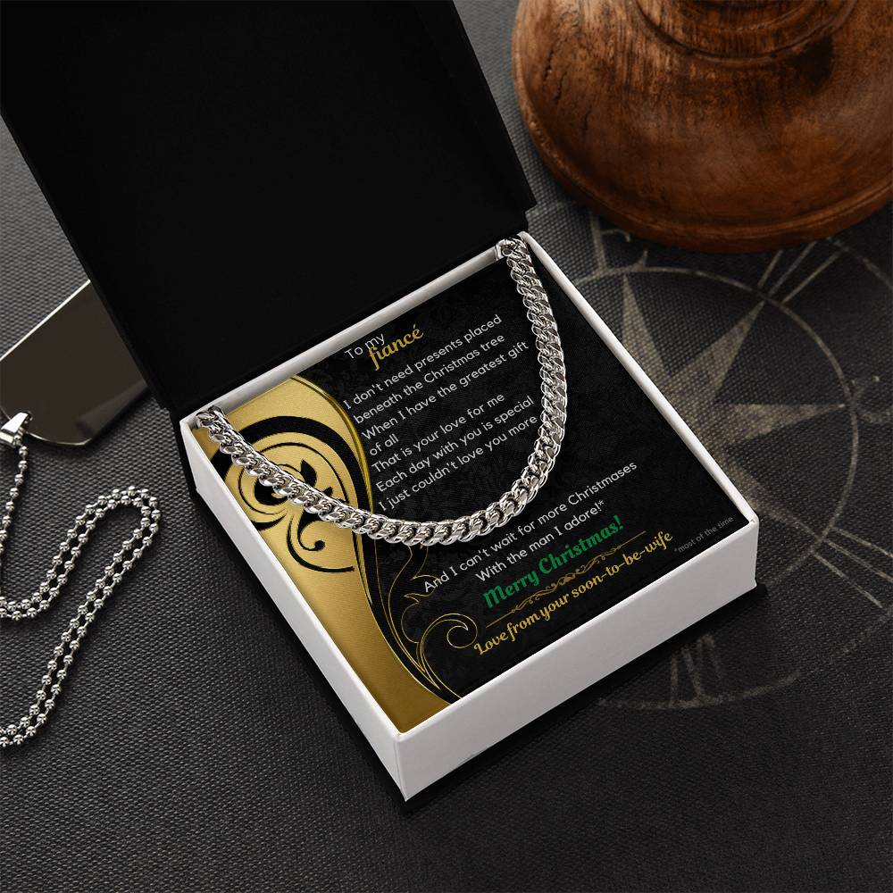 To My Fiancé Christmas Cuban Link Chain Necklace
