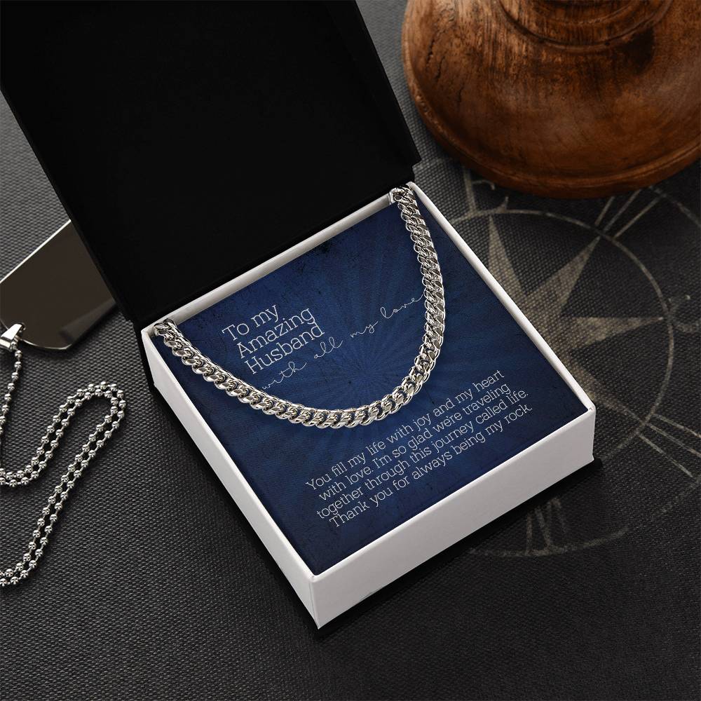 To My Amazing Husband Cuban Link Chain Necklace Gift For Husband From Wife