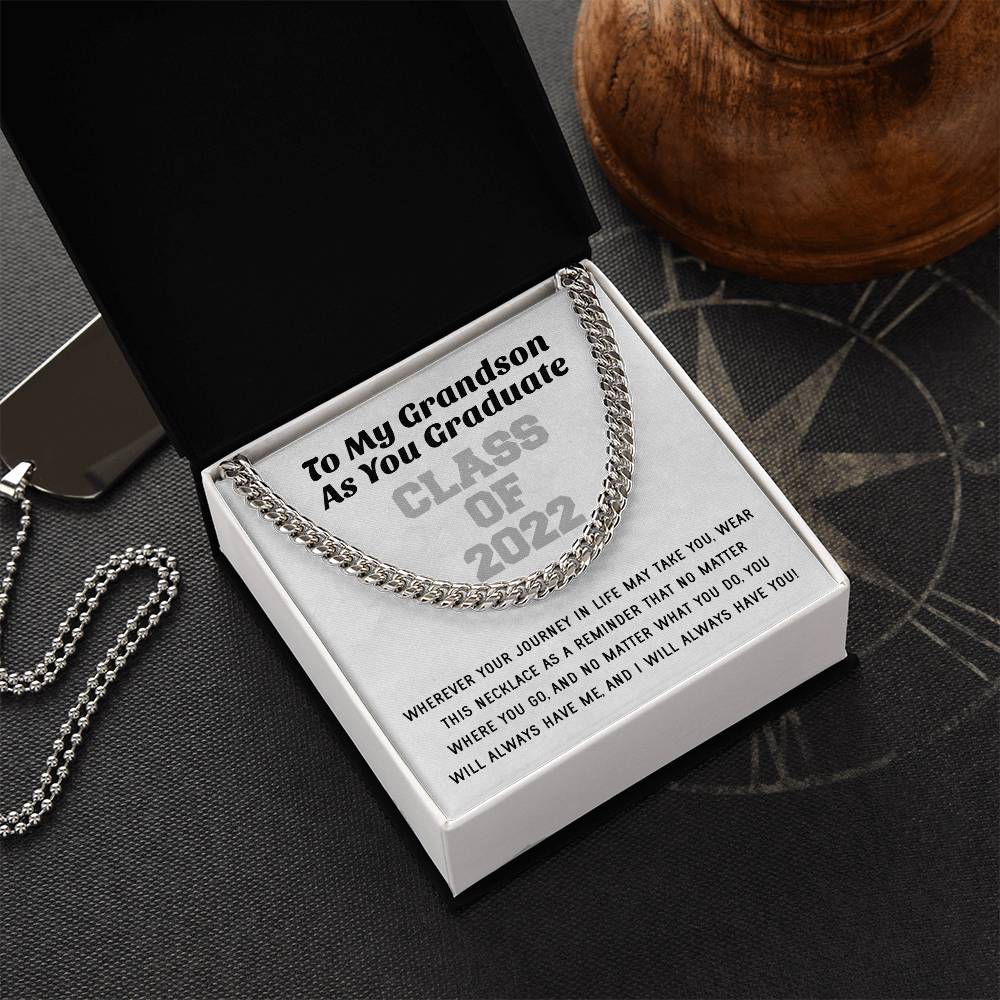 Grandson Graduation Class Of 2022 High School Graduation College Graduation Gift For Grandson Mens Gold Cuban Link Cha Cuban Link Chain
