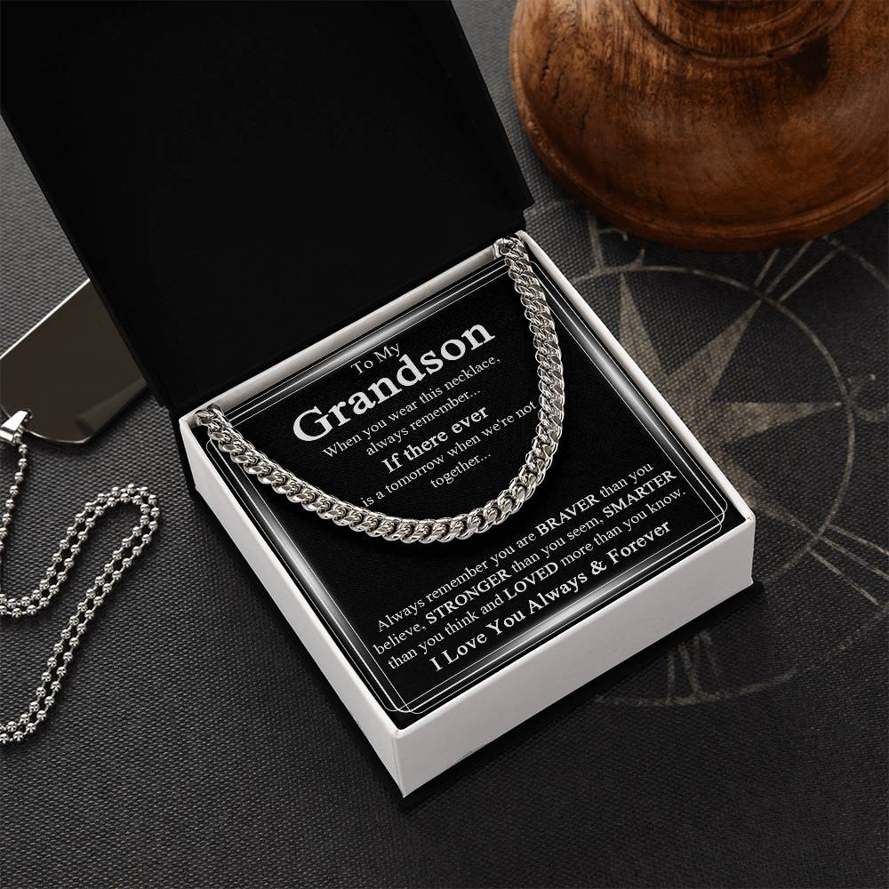 To My Grandson Necklace Grandson Cuban Chain Jewelry Grandma To Grandson Keepsake Gifts For Grandsons Grandson Birthda Cuban Link Chain