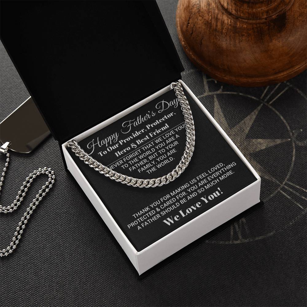 Our World Father&#39;s Day Necklace Cuban Link Chain