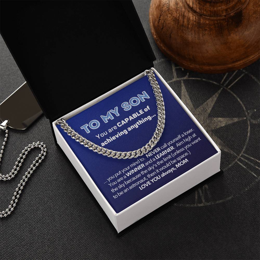 To My Son Cuban Chain Necklace Gift From Mom Cuban Link Chain