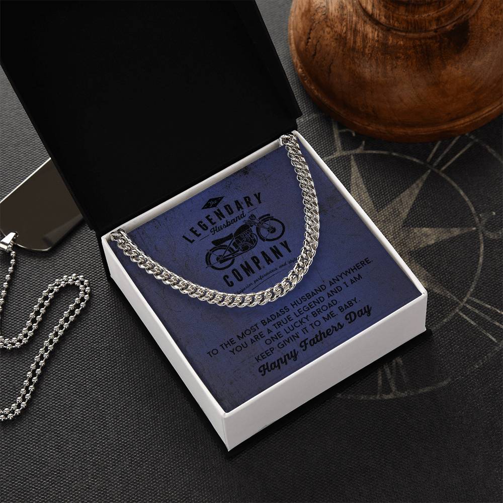 To Husband From Wife Father's Day Gift Badass Biker Cuban Chain Necklace Cuban Link Chain