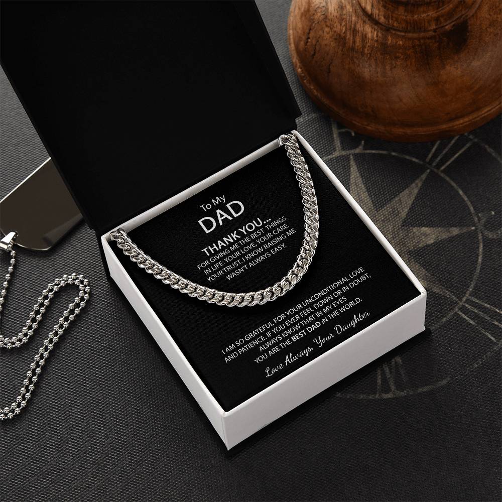 To My Dad Necklace Men Chain Necklace Gift For Dad From Daughter Father&#39;s Day Gift Dad Birthday Gift Cuban Link Chain