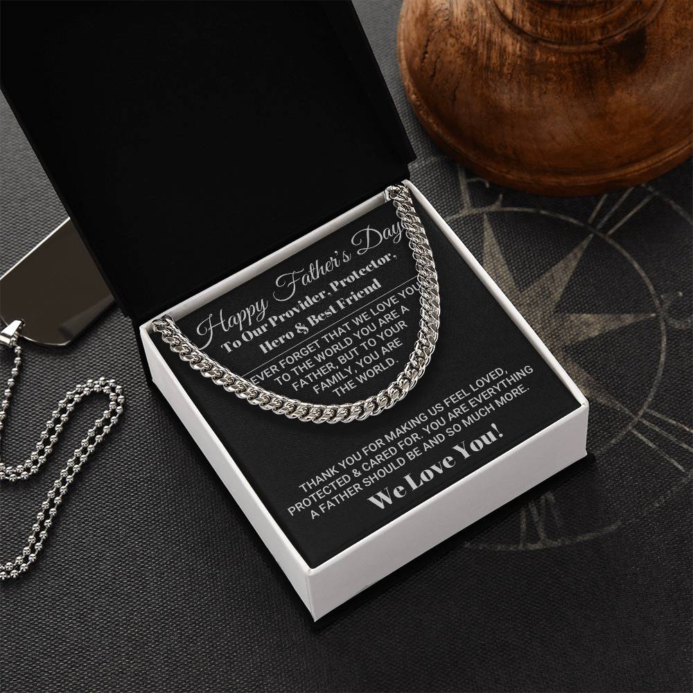 Our World Father&#39;s Day Necklace Cuban Link Chain