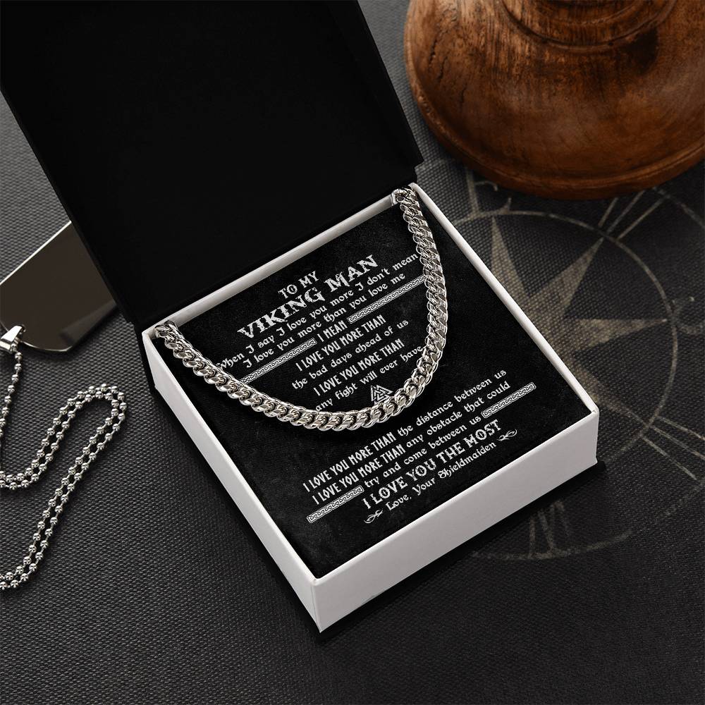 To My Viking Man Necklace Viking Gift For Man To Husband Boyfriend Cuban Link Chain