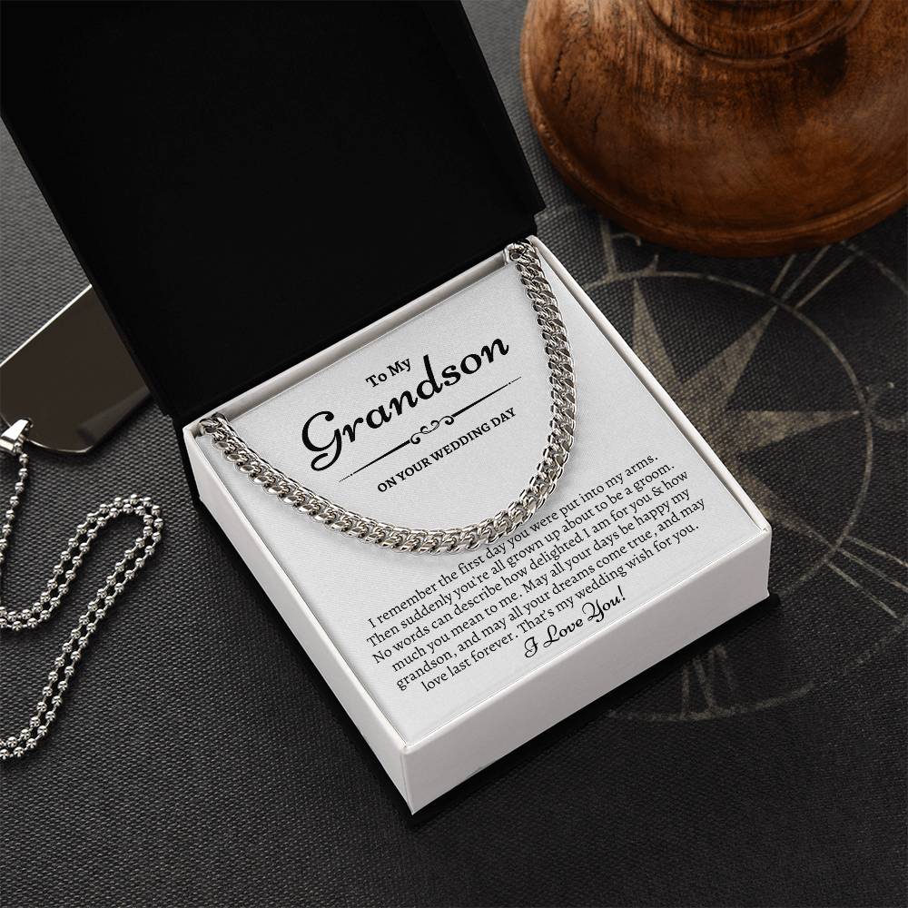 Grandson Wedding Day Gift Gift For Groom From Grandma To My Grandson On His Wedding Day Cuban Link Chain Heartfelt Gif