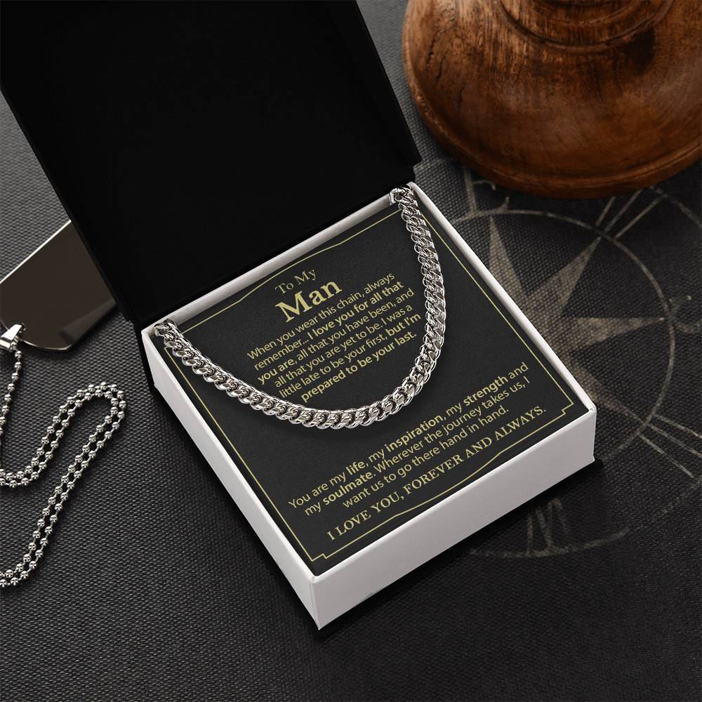 To My Man Necklace Cuban Chain Necklace For Him Romantic Birthday Gifts For Men Cuban Link Chain