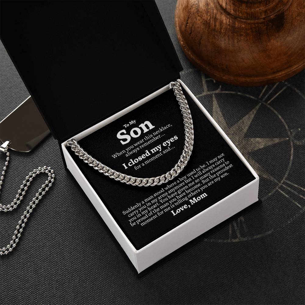 To My Son Chain Necklace Gift For Son From Mom Mother To Son Jewelry Gift Son Birthday Graduation Gift Cuban Link Chain