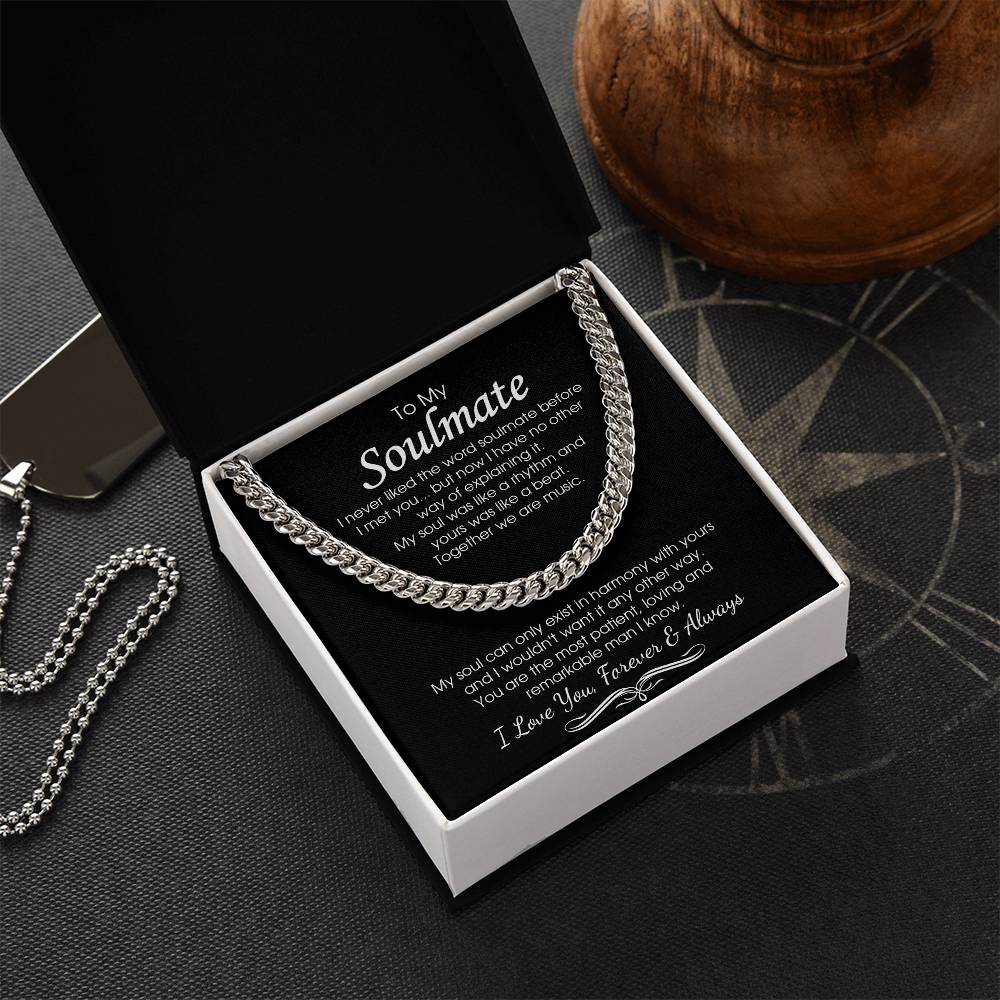 To My Soulmate Cuban Chain Necklace Romantic Gifts For Him Valentine Gift For Boyfriend Husband Cuban Link Chain