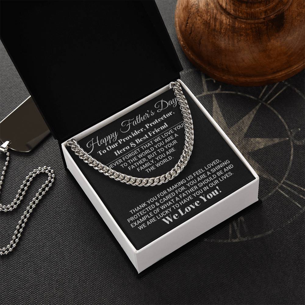 Our World Father&#39;s Day Necklace Cuban Link Chain