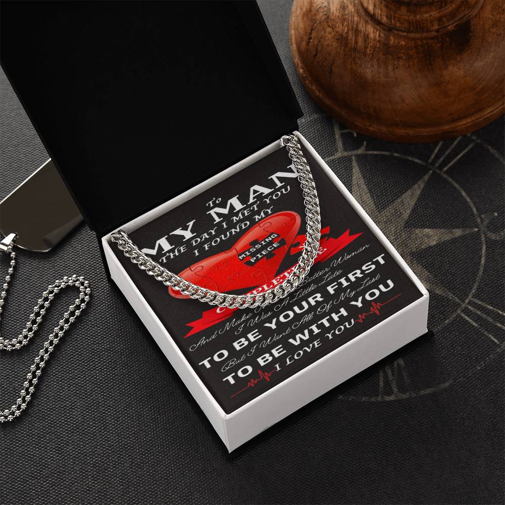 To My Man Cuban Chain Necklace For Him Romantic Birthday Gifts For Him Christmas Best Jewelry For Men Jewelry For Him Cuban Link Chain
