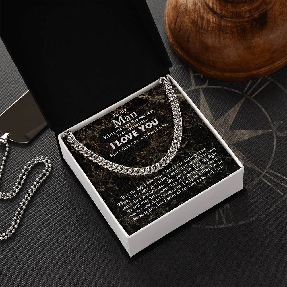 To My Man Chain Necklace Gift For Boyfriend Boyfriend Birthday Gift Anniversary Gift Cuban Link Chain