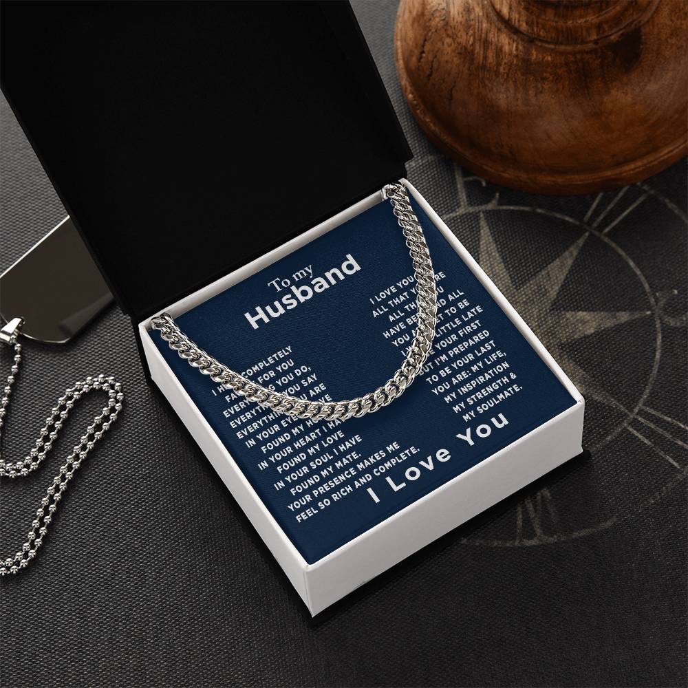 To My Husband - Meeting You Was Fate - Gift For Father&#39;s Day Birthday Anniversary - Gift For Husband Gift For Boyfrien Cuban Link Chain
