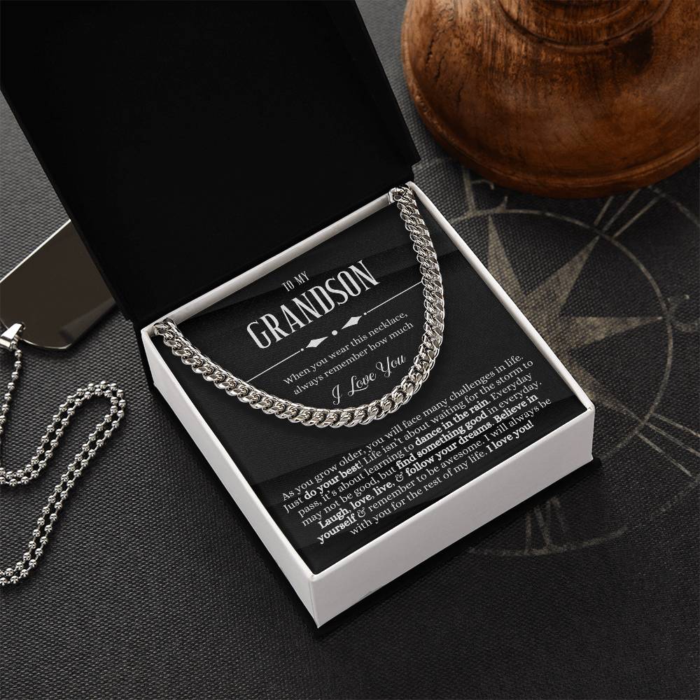 To My Grandson Sentimental Gift For Grandson Grandson Gift From Grandmagrandpa Birthday Graduation Christmas Cuban Link Chain