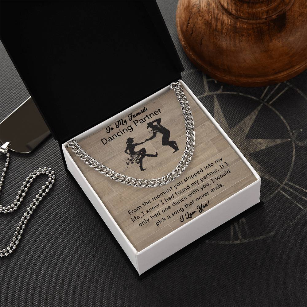 To My Dancing Partner - Line Dancers For Life - Men's Thick Link Chain Cuban Link Chain