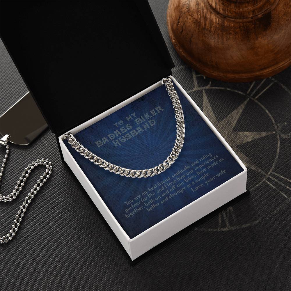 To My Biker Husband - Cuban Chain Necklace From Wife Cuban Link Chain