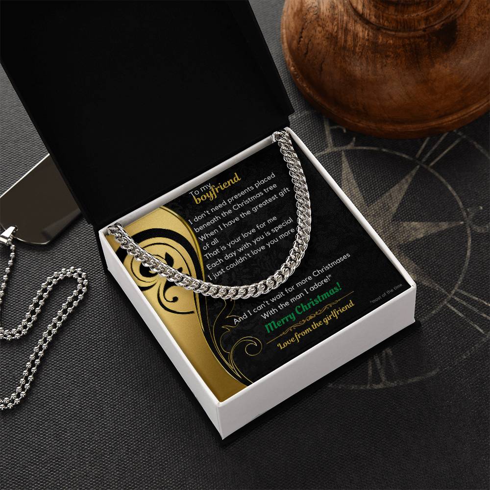 To My Boyfriend Christmas Cuban Link Chain Necklace