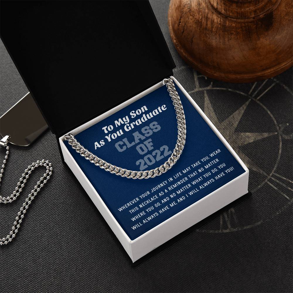 Son Graduation Class Of 2022 High School Graduation College Graduation Gift For Son Mens Gold Cuban Link Chain Necklac