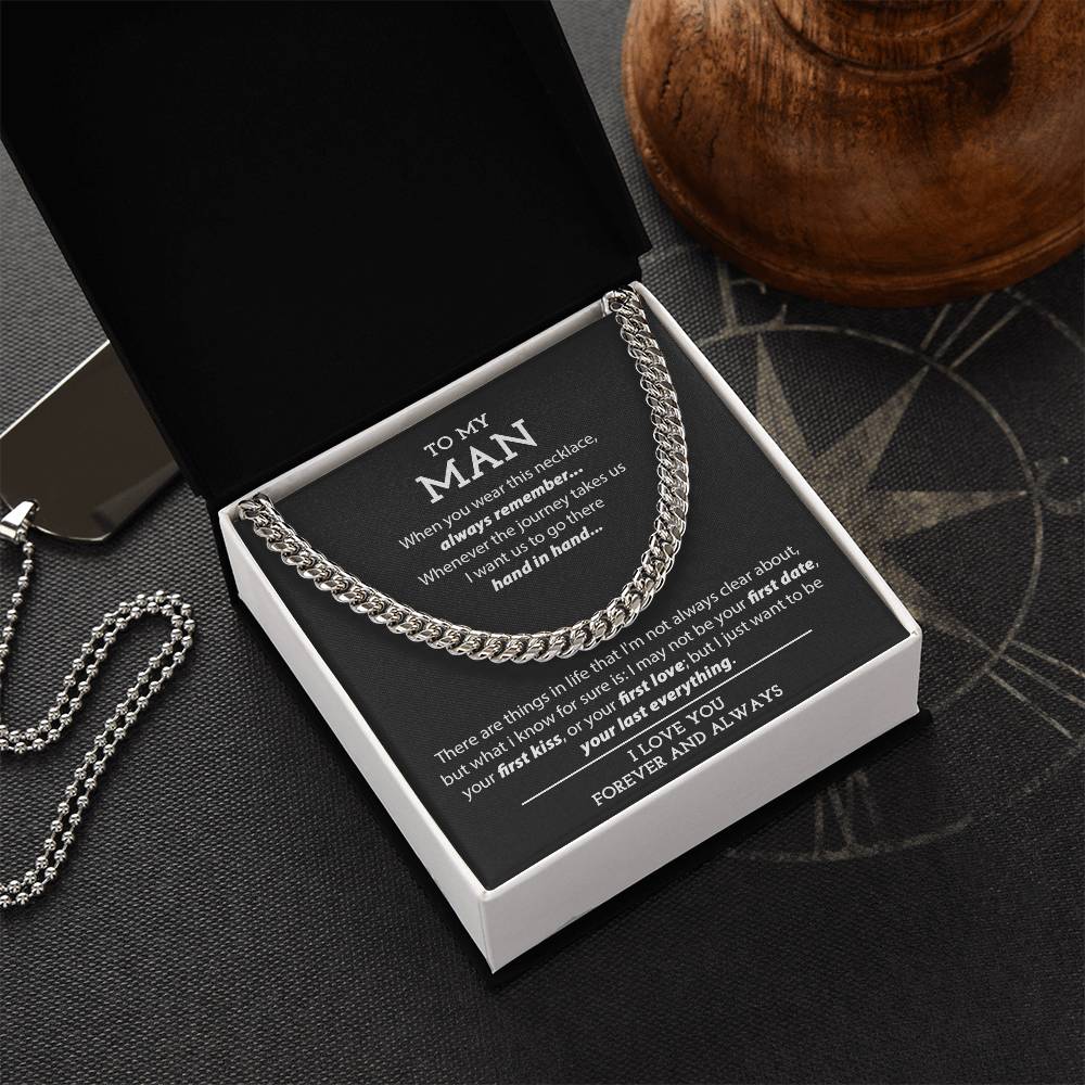 To My Man Necklace Promise Necklace For Him Anniversary Gift For Boyfriend Husband Cuban Link Chain