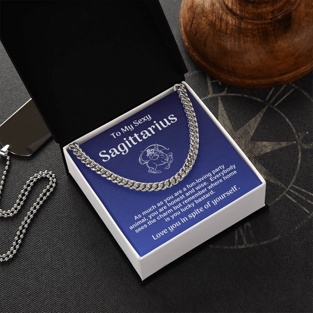 My Sexy Sagittarius Cuban Chain Link Necklace Gift From Wife Cuban Link Chain