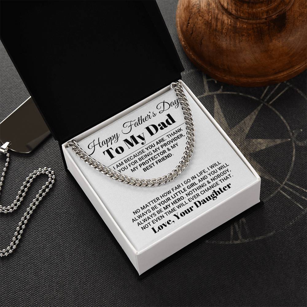 My Dad My Hero Father's Day Necklace Cuban Link Chain