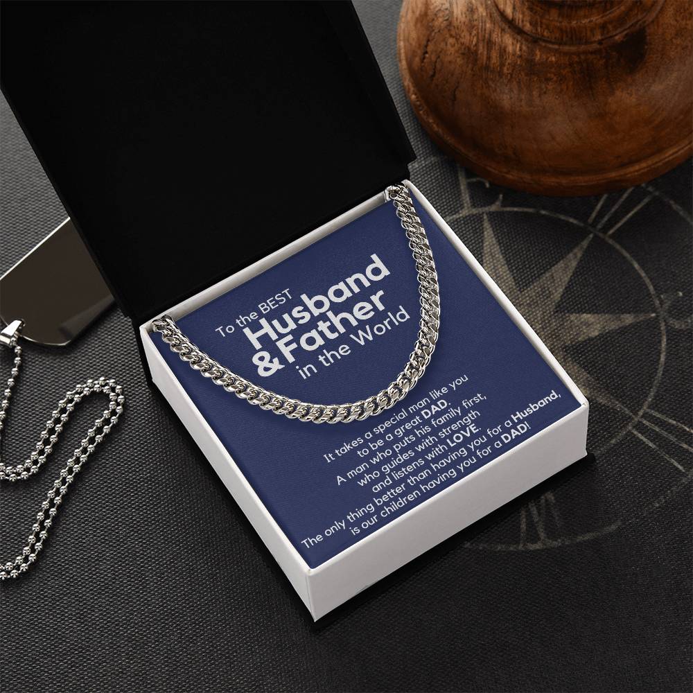 Just Released To The Best Husband &amp; Father In The World Cuban Link Chain