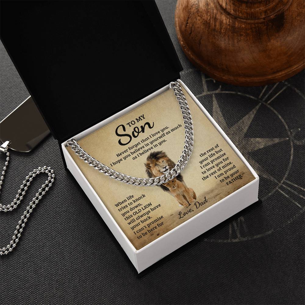 To My Son Necklace Gift For Son Gift From Dad To Son Son's Birthday Son's Graduation Gift Cuban Link Chain