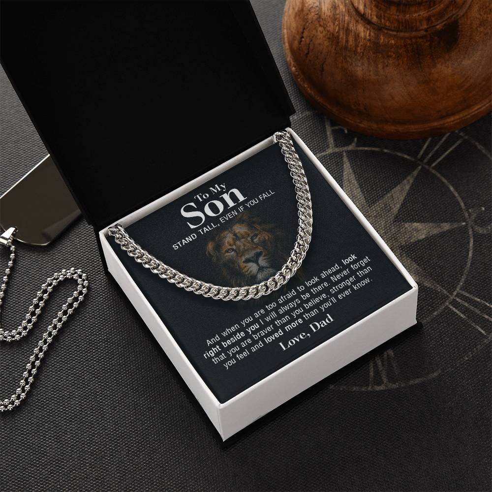 To My Son - Stand Tall From Dad - Cuban Link Chain