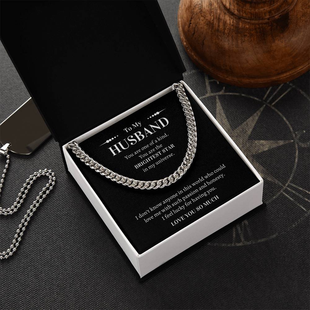 Gift For Husband - I Feel Lucky For Having You Cuban Link Chain