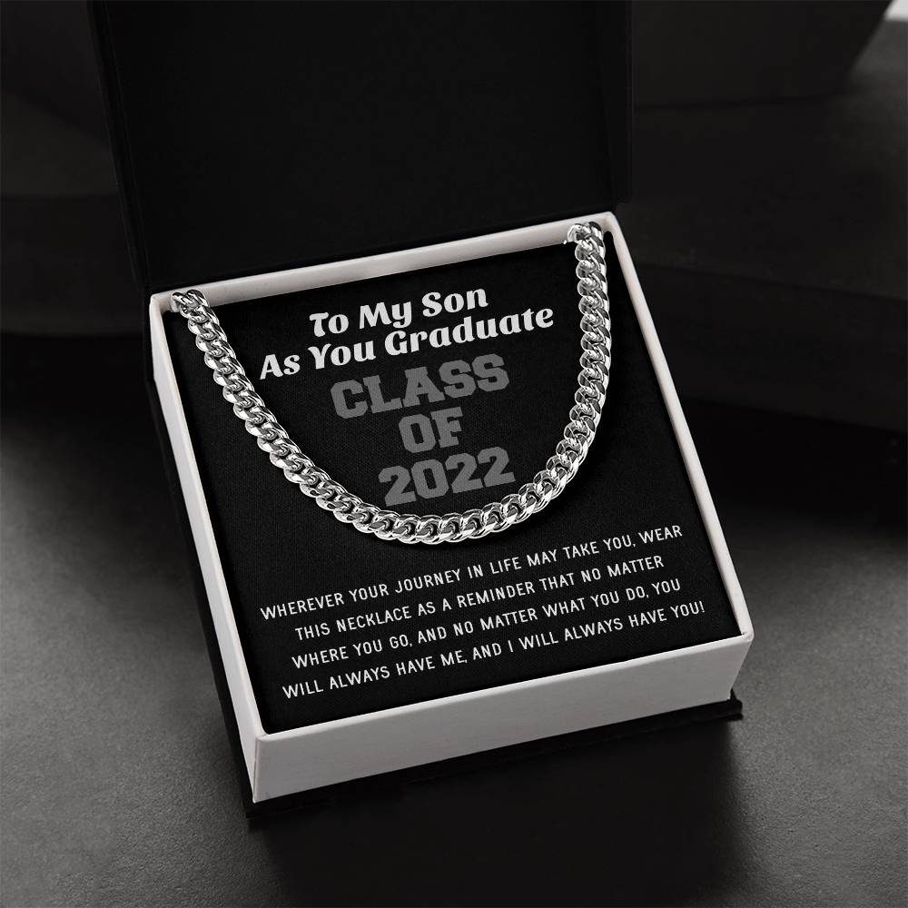 Son Graduation Class Of 2022 High School Graduation College Graduation Gift For Son Mens Gold Cuban Link Chain Necklac