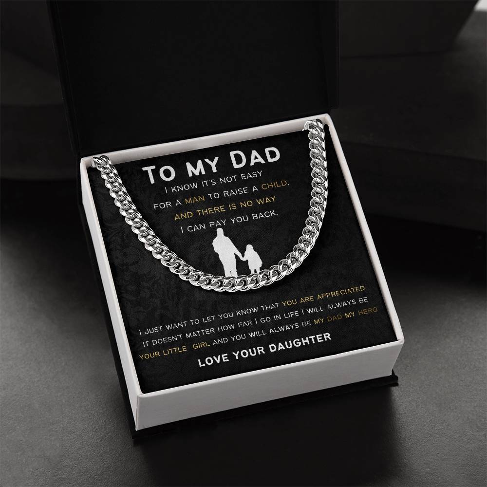 Cuban Link Chain Gift For Dad From Daughter.