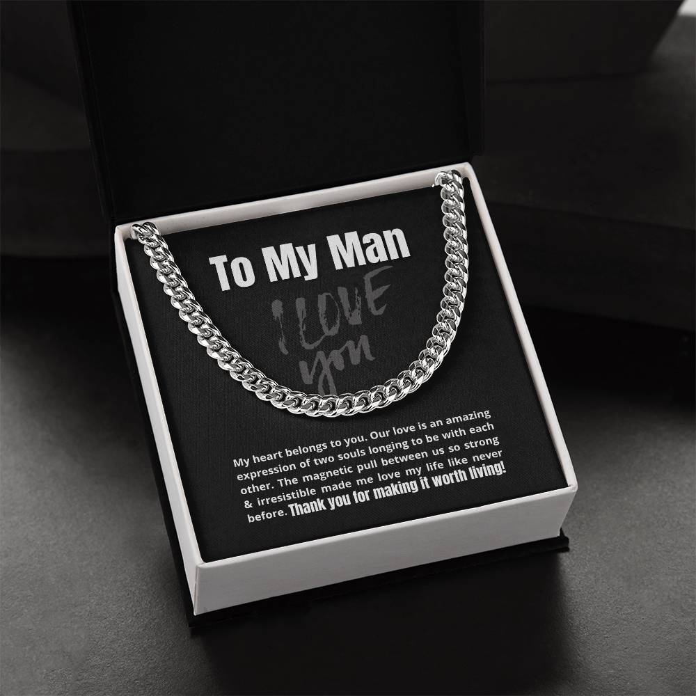 To My Man - My Heart Belongs To You - Cuban Link Chain Necklace