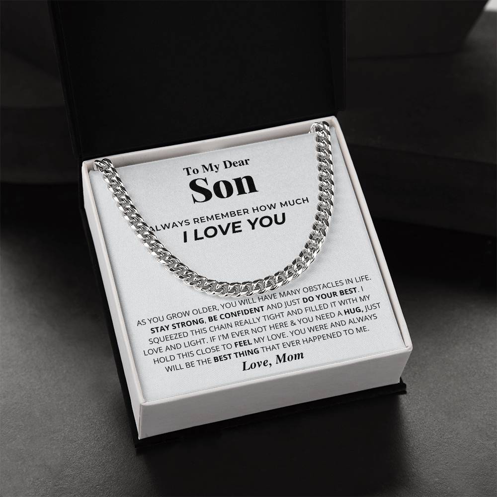 Gift To Son From Mom To My Dear Son Necklace Son Birthday Graduation Gift To Grown Up Son Cuban Link Chain