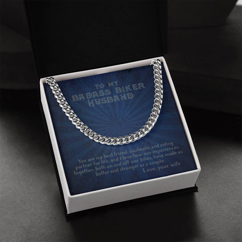 To My Biker Husband - Cuban Chain Necklace From Wife Cuban Link Chain
