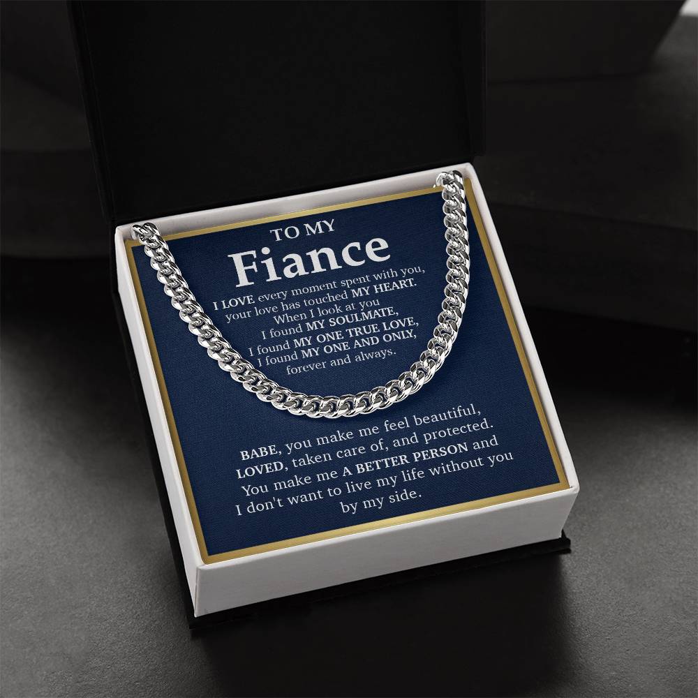 Cuban Link Chain Necklace  Gift For Fiance