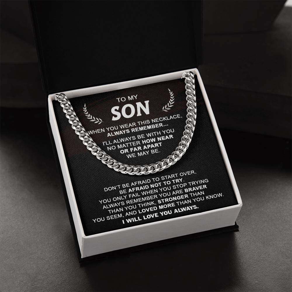 Gift For Son - Never Stop Trying - Cuban Cuban Link Chain